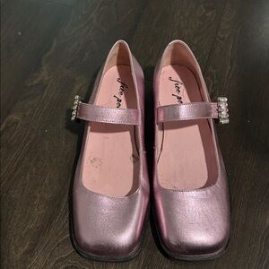 Free People Pink Mary Jane Shoes with Sparkling Buckle